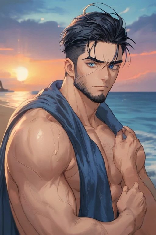 Brown hair boy, blue blue eyes, male face, muscular, hot and sexy sweaty body, naked, having sex with another boy 