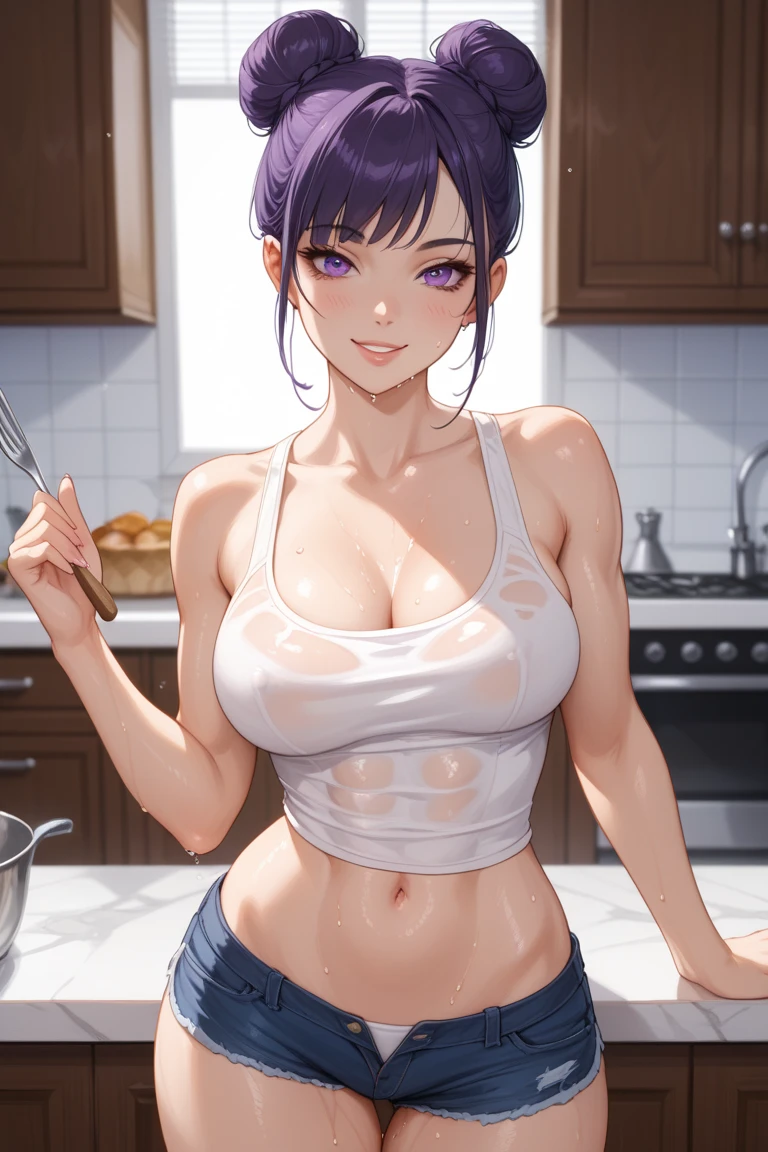 nsfw,(((masterpiece))), (((best quality))),((masterpiece:1.5)), (best high quality), (ultra high res), (ultra highly detailed), (4k:1.3),anime colored,perfect hands, perfect fingers, perfect legs,1woman,solo,idolmaster, ((aki yamato)), (20yo, beautiful girl), (beautiful deep green eyes),(beautiful hair), (low ponytail,long hair),(wet hair), (shiny hair),(wet skin), (dark skin),(shiny skin),(large breast),(large areolae),(camouflage print bikini)),((see-through)),((((salute)))),full body shot,medals, military cap, black boots, green military uniform,choker,white gloves, muscular abs, open chest, bare chest, bare stomach, belly button exposed, breasts out,((cleavage:1.1)), bare shoulders,((pubic hair:1.4)),(bsp, pussy juice dripping,pussy, pussy slip,no makeup, sweaty body),(spread legs),((steam)),(scatter sweat),(a big smile), ((open mouths)),((wink)),((one eye closed)),((tongue out)),(saliva),deep breathing, feel good,(Nice touch),((Kamimei),(ecstasy),((((sex,Cowgirl,pov)))),(cum shot:1.5),(Command room, military, military personnel, map, various weapons on the background, guns),motion lines,bouncing breasts,