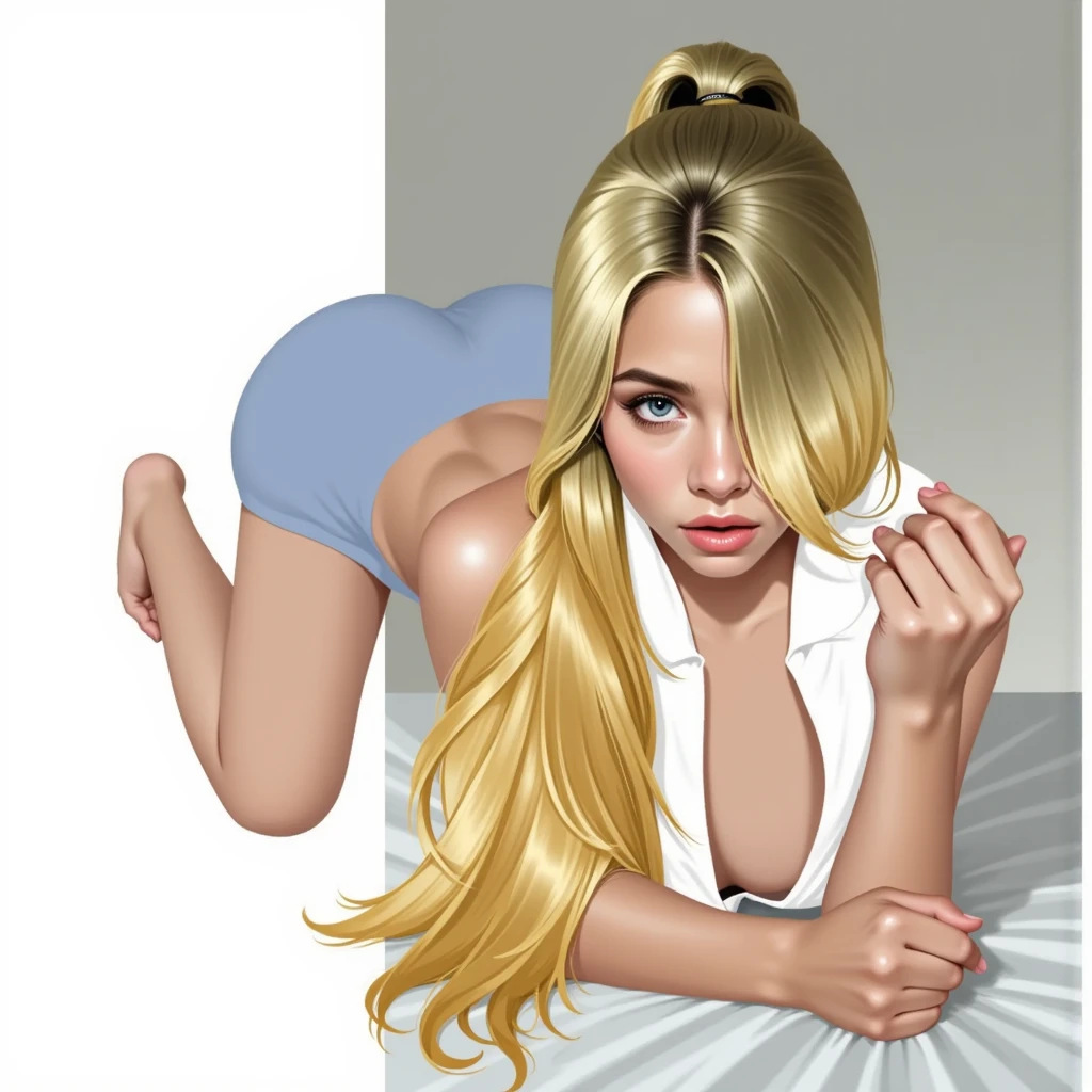 <lora:EmmaFrost:0.8> emmafrost, whitequeen, lying down on a bed, seductive, side view, nude, spread legs, 1girl, facing viewer