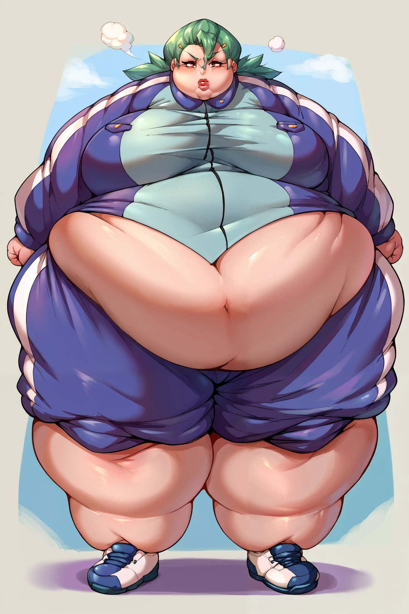 Fat Uzaki Hana,  Obese body, sugoi dekai, large breasts, big cheek, cute, cute and fat face, fat arms, thick thighs