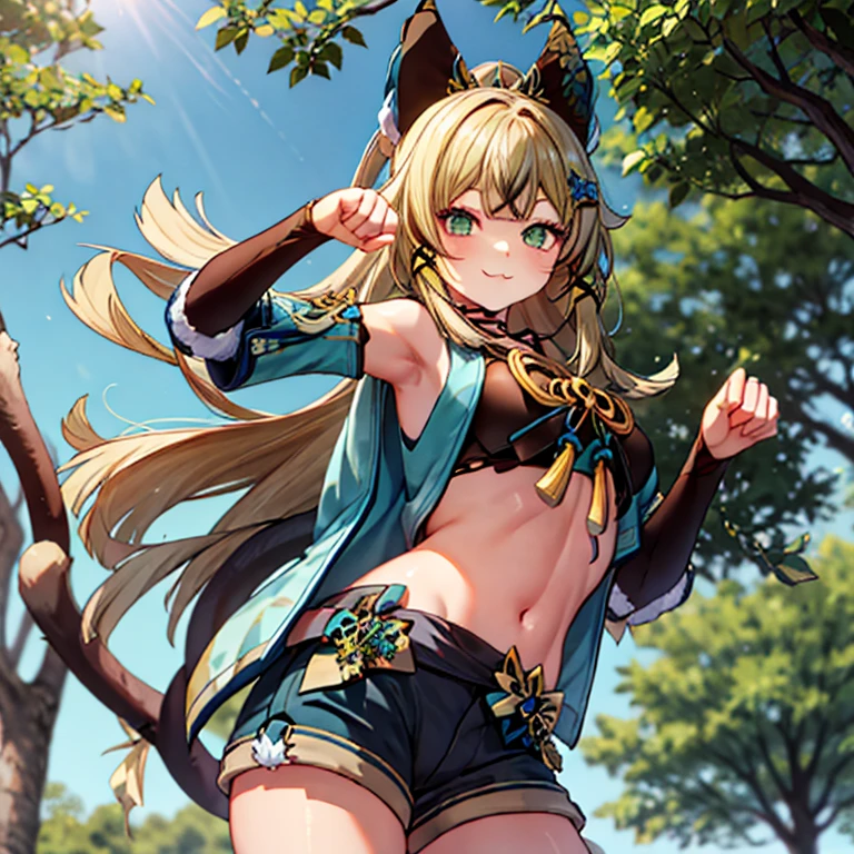 A bikini、girl in a hat,(masterpiece, best quality) detailed,silver accessories , Blonde ,elegant, Pointed ears ,White shirt,Double tail,Waist-length hair,Smile,Star decoration,White lace socks,thorns,Rose,Vest line