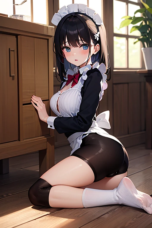 Anime style, beautiful girl, high quality, micro bikini, big tits, legs spread, long hair, see-through, net tights, garter belt, Fascinator, braid, crawl on all fours、From the back