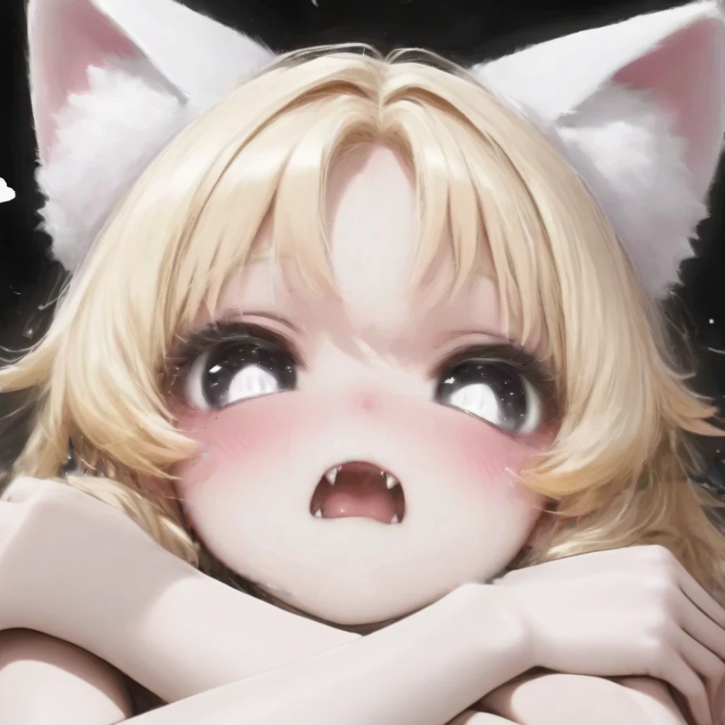 Long Hair, Blonde, Pink eyes, One girl, alone, bangs, Glowing Skin, masterpiece, NSFW, Ahegao, lure, Crouching, looking at the camera, black shiny gloves, Fully exposed, Shaved, Big , Nipples, Sweating, Completely naked, Black shiny knee-high boots, Cat ears headband, A cloudy is dripping from the crotch, Red collar, Dark and dirty room, A regretful look, Hypnosis, Blowjob, Semen dripping from the mouth, Deepthroat, Holding the penis to the base, Purple lipstick, ass pov, looking at the camera, Holding the penis, Hyottoko blowjob, Pursed lips, Sucking the penis, Tears flowing