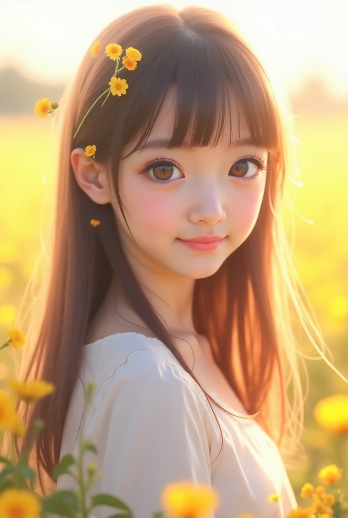 ultra high res, (photorealistic:1.4), raw photo,16K, (solo,1girl,loli:1.2), Flower field, flower, butterfly, kokomidef, kokomirnd,closed mouth,light smile,cinematic lighting,shinny skin,