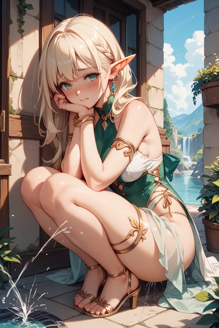 [hyper realistic:(unreal engine):realistic:,0.5,0.99:bezier], 1girl,(beautiful delicate face), (mist), (magic energy), stream of (genie magic:1.2), holy mage, elf,  oiled skin, upper body, looking at viewer, puffy disheveled hair, beautiful dress, (volumetric lighting), atmospheric perspective, dust particles, light shaft,(e_foxy:0.7), m_wlop, (e_landscape:0.7)