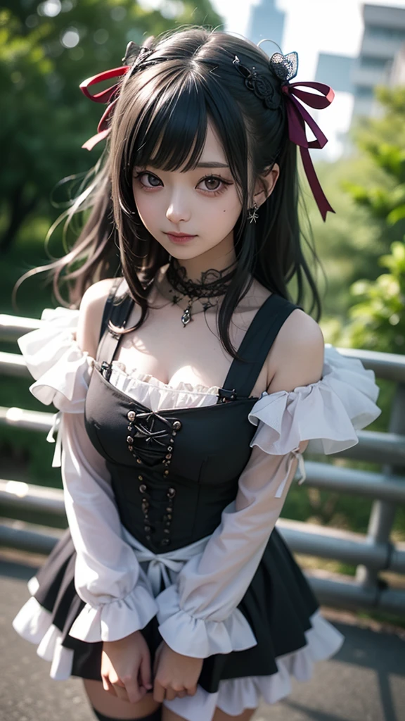 Highest quality、High resolution、Detailed Background、(Beautiful face in every detail:1.4)、Anatomically correct、(Detailed eyes:1.2)、Teenage Girl、Highly detailed face、cute hair color、Braided bob cut、Braided Ponytail、Braided twin tails、(Huge breasts:1.2)、Perfect body line、Accentuate your breasts、Accentuate your cleavage、Cute gestures、Cat ear、Cat Eyes、(cute cat paw pose:1.2)、kitten、
Dresses and skirts with frills and lace、Dark colors such as black and red、Add lace to the sleeves, hem of the skirt, neckline, etc.、Lace gloves and ribbons、Crown-shaped headdress、Cross Accessories、Black lace socks or fishnet tights、
Choose boots with lace or ribbon decorations or thick soles.、(A girl with cat ears and a kitten looking at me with big smiles:1.5)、cute