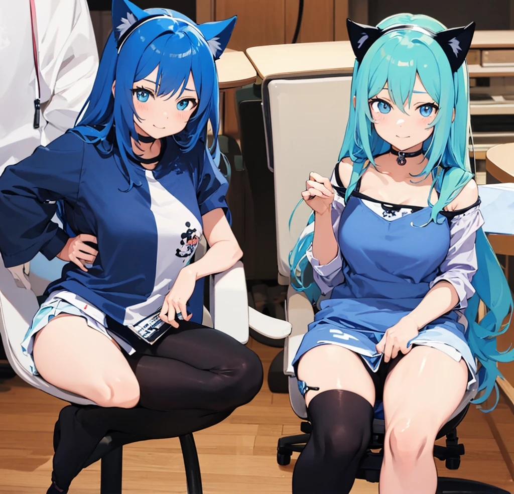 a close up best cat eared waifu posing in a hospital room, licking own lips, big breast, military uniform, short skirt, blue hair, (full body:0.6), blushed face, pixiv contest winner, best anime artstyle, extremely detailed eyes, beautiful eyes finely detailed,