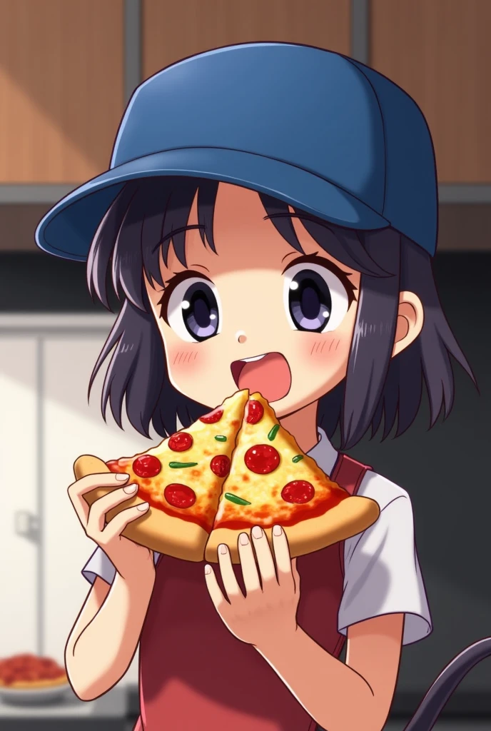 a ??? happy eating pizza