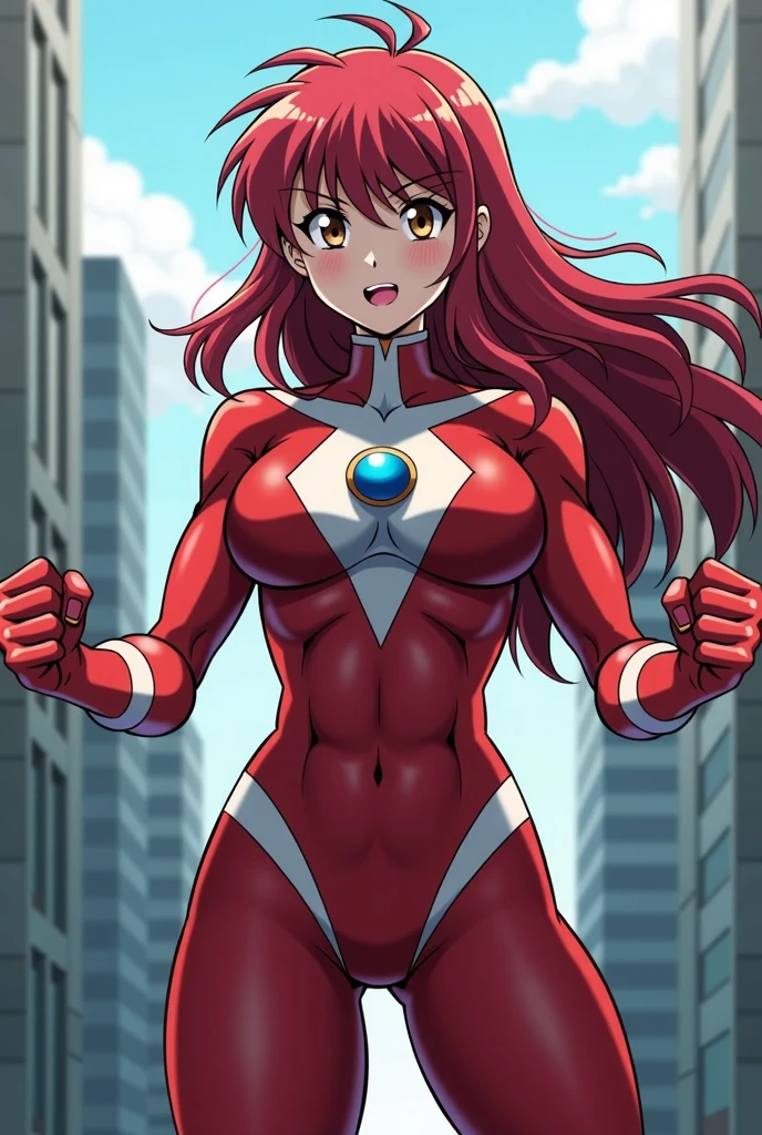large breasts, wide hips, smile, looking at viewer, comic cover, bodysuit, goggles, lightning, <lora:Cutesy4-10:0.6>, <lora:Comic-10:0.6>