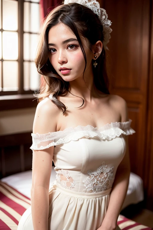 Long Shot, Full body image, (bra:0.1),(8k wallpaper, masterpiece, Highest quality, Super detailed), (Better lighting, Better Shadows, Very delicate and beautiful), floating, High saturation, Dynamic Angle, ((One girl)), nice, Ningguang City(Orchid Evening Dress) Gray Hair, Red eyes, Very long hair, hair ornaments, bangs, (Skin wrinkles:1.3), (Downy hair:1.3),