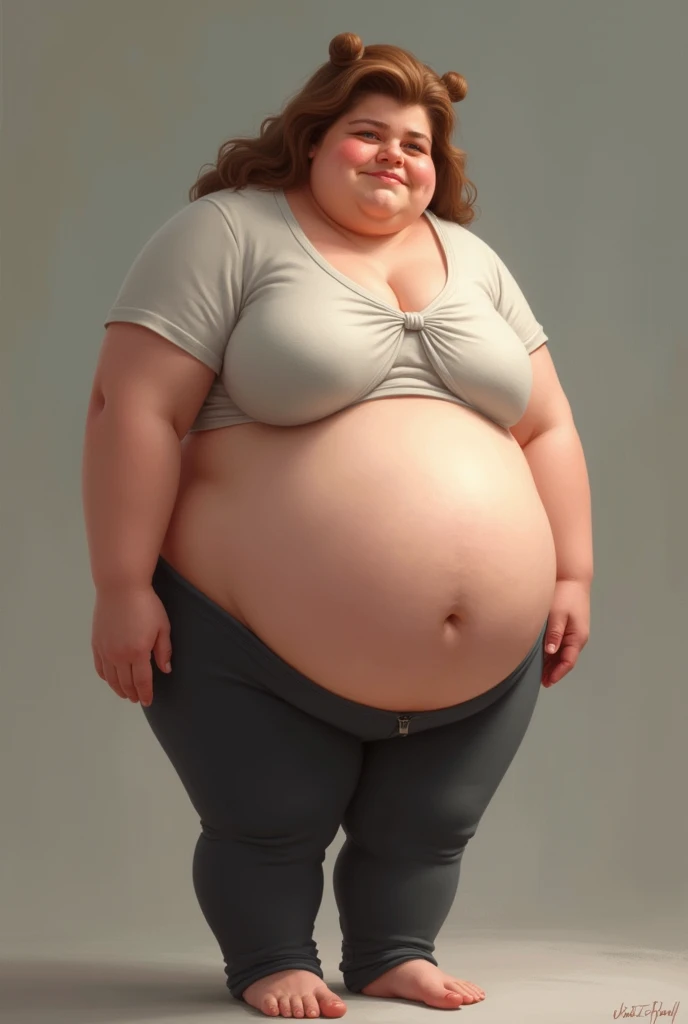 Fat woman with big belly realistic