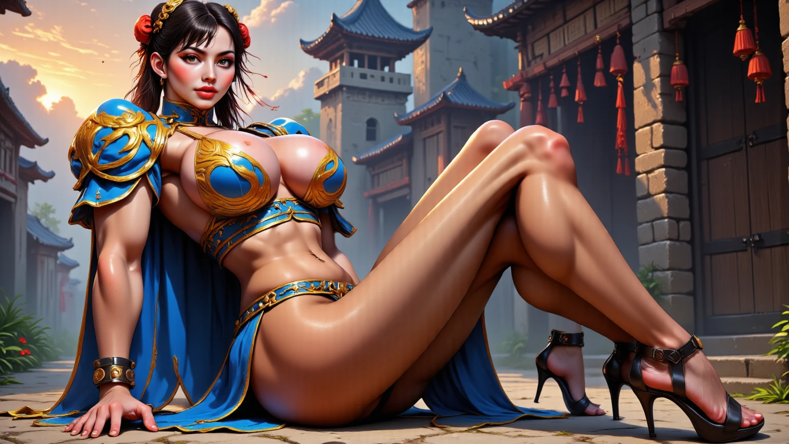 a woman dressed as a jaw-dropping beauty poses for a picture, apsara fashion model, gorgeous outfit, wojtek fus, ross tran 8 k, cinematic goddess body shot, beautiful white girl, amouranth as a super villain, artgerm, thicc Model:Real --auto --s2