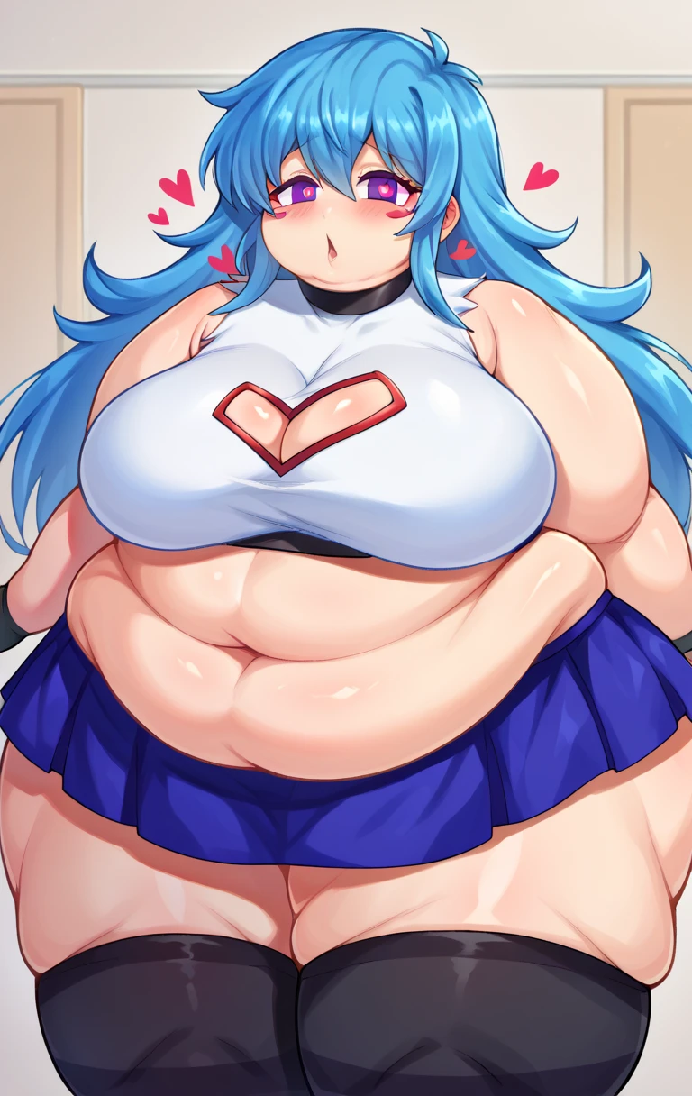 (obra maestra, mejor calidad, high resolution, absurdos), 1 chica, agua \(konosuba\), Gran panza, arte de kipteitei, fondo sencillo, Fondo blanco, :(, avergonzado, cuerpo humeante, boca ondulada,  cubiertos