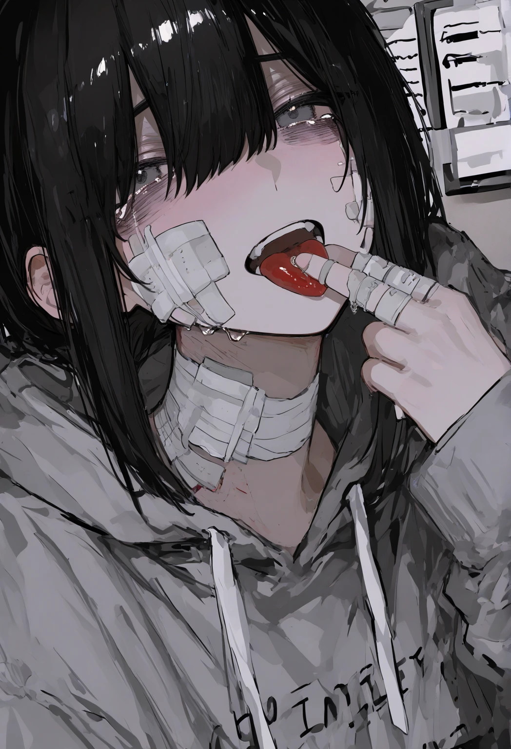 Side view、One Girl、There is a penis in front of you、Huge penis、A lot of shame、驚くほどHuge penis、Black penis、Small breasts、be scared、Furry、Fox、Bukkake in the face、Staring at the penis、put penis on face