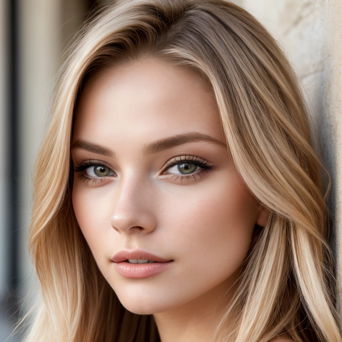 (Masterpiece), (Realistic), (best quality), (8K), ultra-detailed, UHD, RAW, (1 woman), age 30, very cute woman, very beautiful woman, young Cheryl Cole:0.2, Jorgie Porter:0.5, (small face), (round face), ((blonde hair)), ((blue eyes)), beautiful blue eyes, (very slim nostrils), {round eyebrows}, (beautiful symmetric small nose), {prominent cheekbones}, {chubby+cheeks}, friendly expression, {cheek+dimples:1.4}, 160cm body, wearing a strapless red knee-length dress at the white carpet,