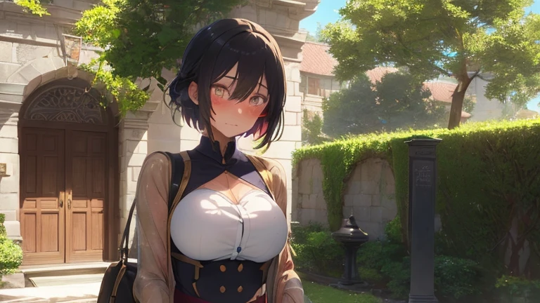 anime girl, Shadow, Detailed skin, Very small breasts, Black Hair, Very detailed, 8kのVery detailedな顔, perfect face shape, Perfect Lips, Perfect Nose, Correct beautiful eyes, Audience, White shirt, Hair Flowers, masterpiece, Highest quality, Single women, Very good, No panties, alone、Big Breasts、Sexy Lingerie、Big Tits、Brown Hair、Bob Hair、hair accessory、 massage