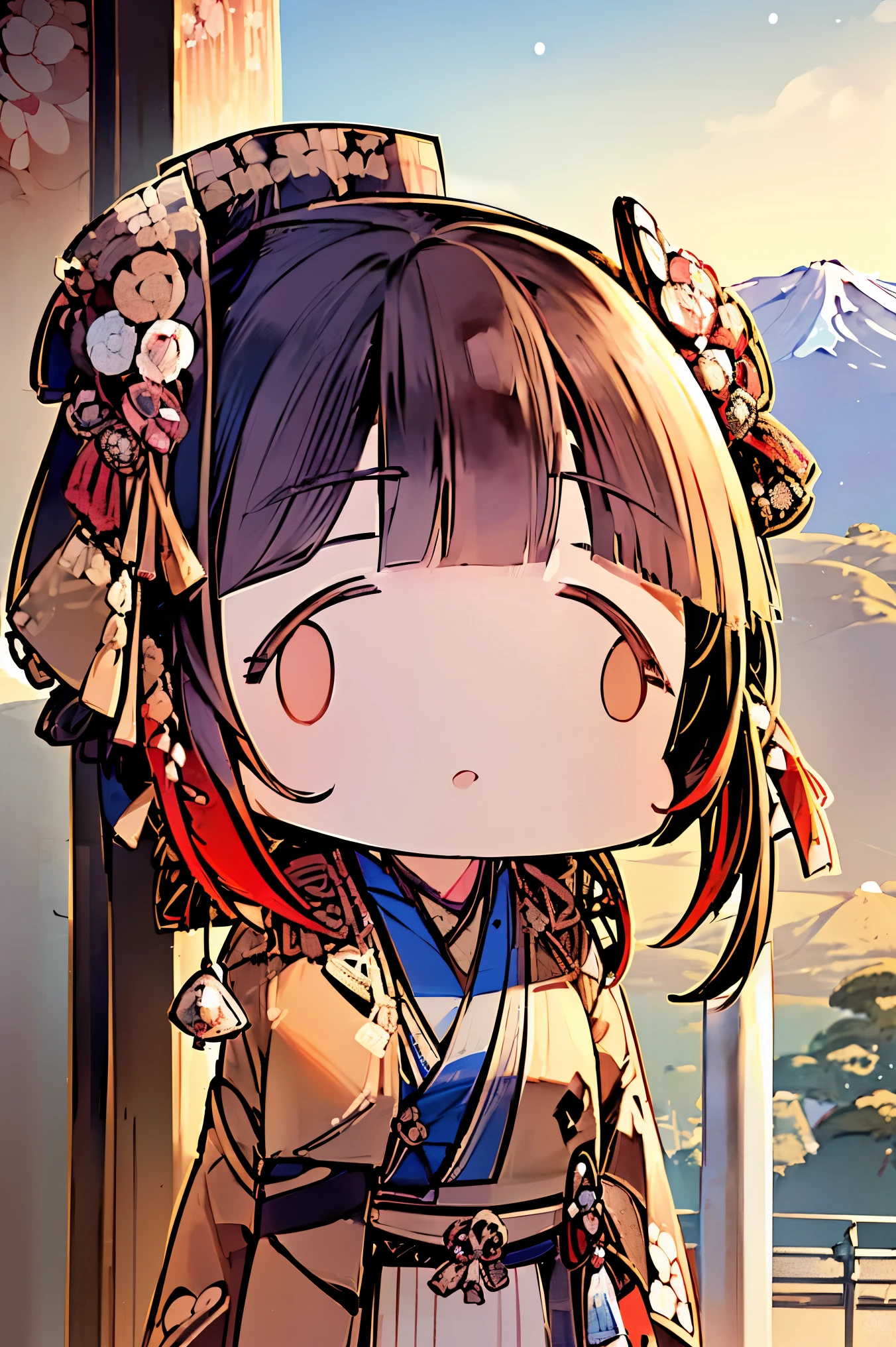 (masterpiece:1.5),beautiful hair,beautiful eyes with a vagina,Beautiful slender body,(Konno Anna:1.2),(Riho Yoshioka:1.1),(closes her eyes and sticks out her tongue:1.3),(Mountains in the background:1.4),bust illustration from the front ,Cleavage,((((An Extraordinary Beauty:1.7)))),((((military jacket, kimono,Japanese and Western,Taisho Romance:1.5)))),((19-year-old single woman holding a fish in her hand:1.1)),(accurately depicted anatomically correct hands:1.1) dark hair,long lashes,Three-dimensional, jewel-like eyes,Very delicate and beautiful CG,2. 5D illustration, Anatomically Accurate Body, (Extremely precise illustrations:1.1),(Outdoors:1.4), (wallpaper:1.4),8k