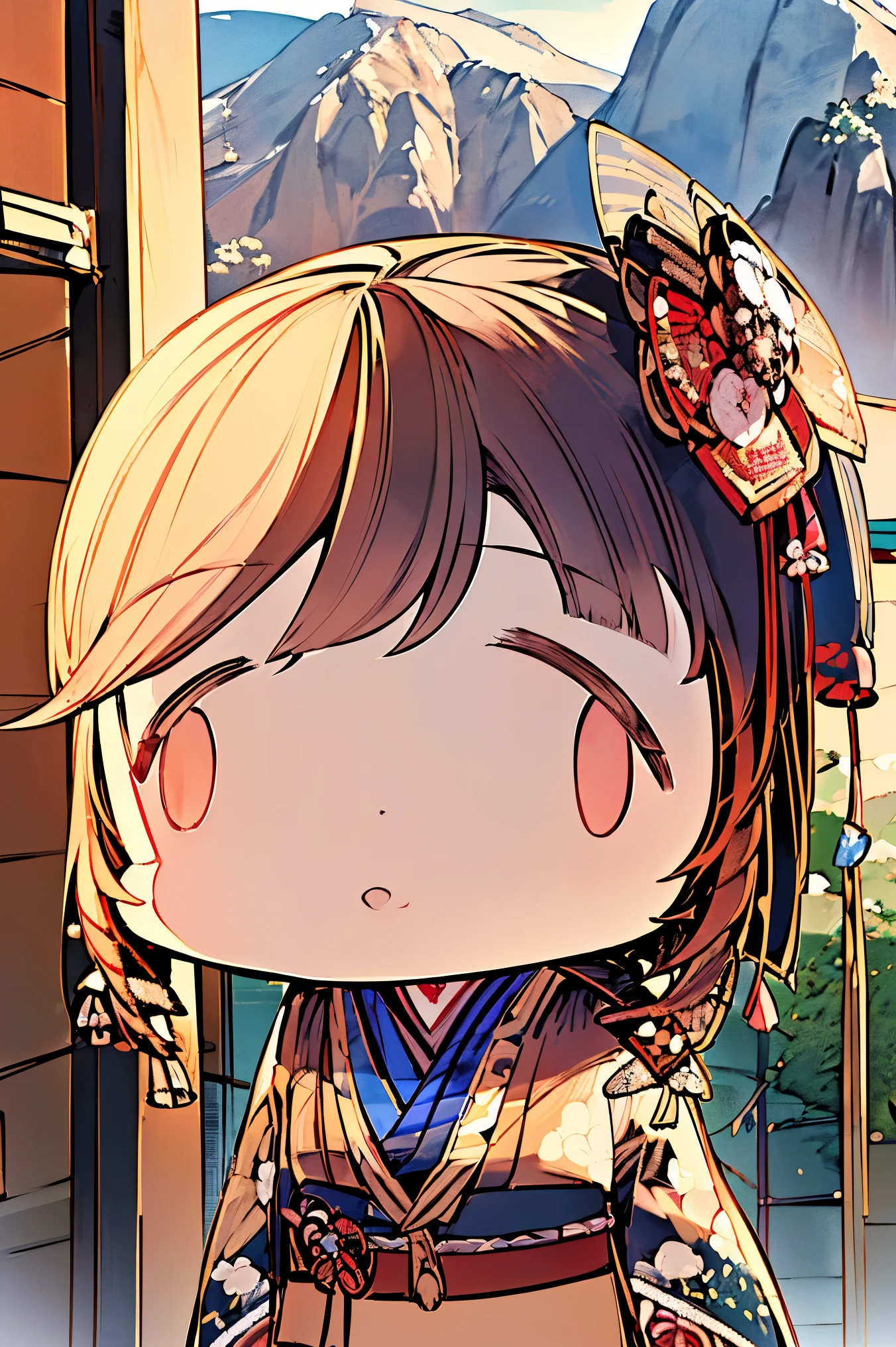 (masterpiece:1.5),beautiful hair,beautiful eyes with a vagina,Beautiful slender body,(Konno Anna:1.2),(Riho Yoshioka:1.1),(closes her eyes and sticks out her tongue:1.3),(Mountains in the background:1.4),bust illustration from the front ,Cleavage,((((An Extraordinary Beauty:1.7)))),((((military jacket, kimono,Japanese and Western,Taisho Romance:1.5)))),((19-year-old single woman holding a fish in her hand:1.1)),(accurately depicted anatomically correct hands:1.1) dark hair,long lashes,Three-dimensional, jewel-like eyes,Very delicate and beautiful CG,2. 5D illustration, Anatomically Accurate Body, (Extremely precise illustrations:1.1),(Outdoors:1.4), (wallpaper:1.4),8k
