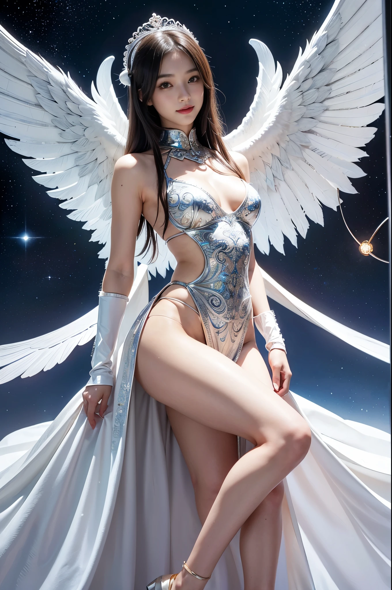 Close-up of woman in silver and blue dress, Chengwei Pan at Art Station, Jan J, Detailed fantasy art, Amazing character art, Fan Art Best Art Station, Magnificent and elaborate character art, Beautiful Armor, Highly detailed art gems, Detailed digital anime art, Art Station pixiv&#39;s artgerm, Armor Girl