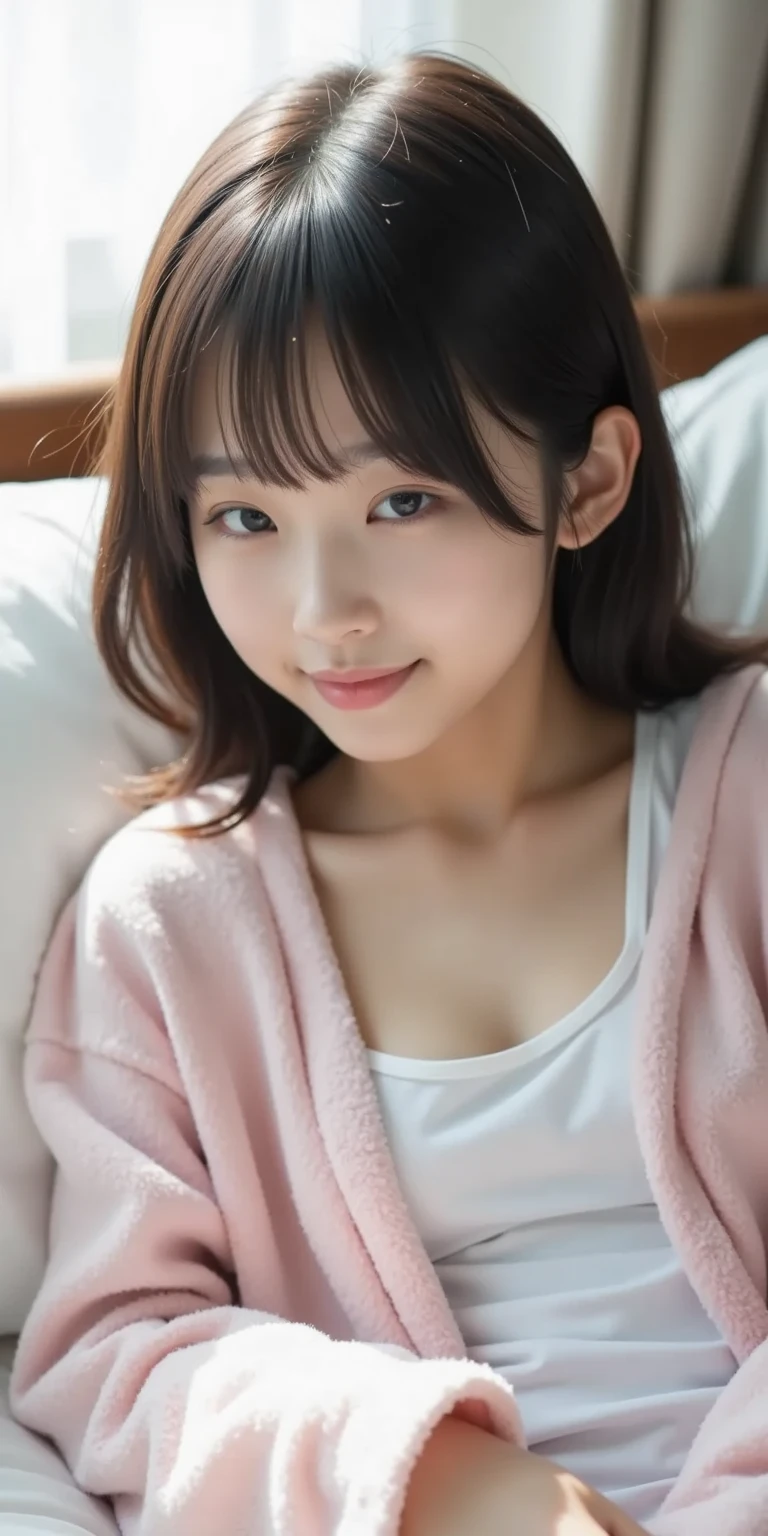 Smile、natta、Raw photography、(((Portrait of extreme beauty)))、((glistning skin))、女の子1人、16 year old beautiful girl in Prague、bright expression、((brown haired))、(cleavage of the breast)、(Larger hoodie)、[Big blue eyes that shine like jewels]、Glossy glossy skin、Silky long straight hair、eye liner、Beautiful bangs、Hair between the eyes、((​masterpiece、top-quality、ultra-detailliert、Film Light、intricate-detail、hight resolution、ighly detailed))、细致背景、8KUHD、Digital SLR、Soft light、hightquality、Film grain、FujifilmXT3 、Shallow depth of field、natural soft light、Kamimei、beutiful breast、((squatting))