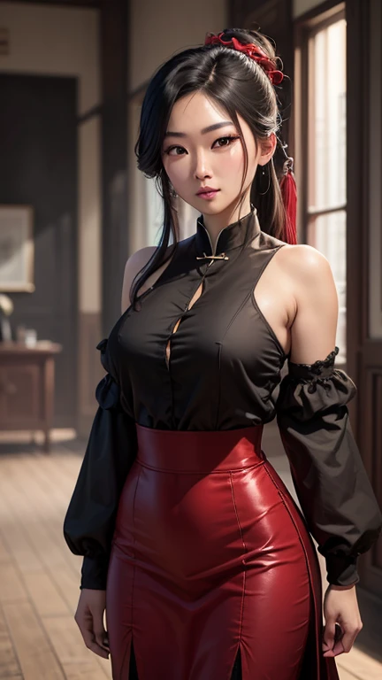 (beautiful 19-year-old girl),(model figure),(big breasts),(short haircut,long braid down the back),(black hair),(wearing white kimono, heavily torn in some places),(fighting stance),(a gang),(tattoos)。(best quality,4k,8k,highres,masterpiece:1.2),ultra-detailed,(realistic,photorealistic,photo-realistic:1.37),HDR,UHD,studio lighting,ultra-fine painting,sharp focus,physically-based rendering,extreme detail description,professional,vivid colors,bokeh,concept artists。