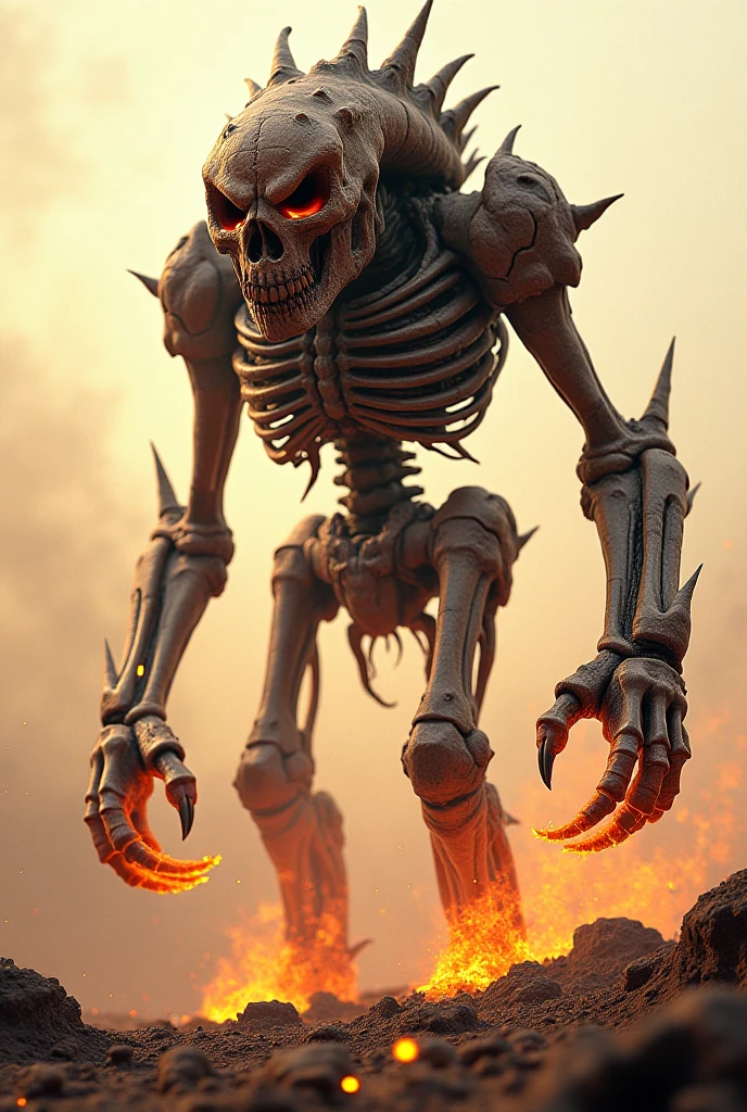 Witness the terrifying sight of the Skeleton Knight,A non-humanoid monster,
