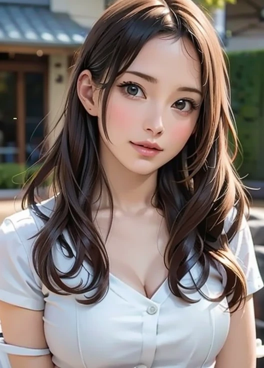 extreme face close-up,randome pose,1girl,(ultra detailed skin),curvy,,beautiful breasts,large breasts,pale skin,pointy breasts,erect nipples,(fantasy art,Highest image quality,Hyperrealist portrait,(8k),ultra-realistic,best quality, high quality, high definition, high quality texture,high detail,beautiful detailed,fine detailed,extremely detailed cg,detailed texture,a realistic representation of the face,masterpiece,Sense of presence,Dynamic,bold),(ultra thin hair),(ultra soft hair),(ultra straight hair),Swept long bangs,extra light coppery amber hair,hair over one eye,japanese clothes