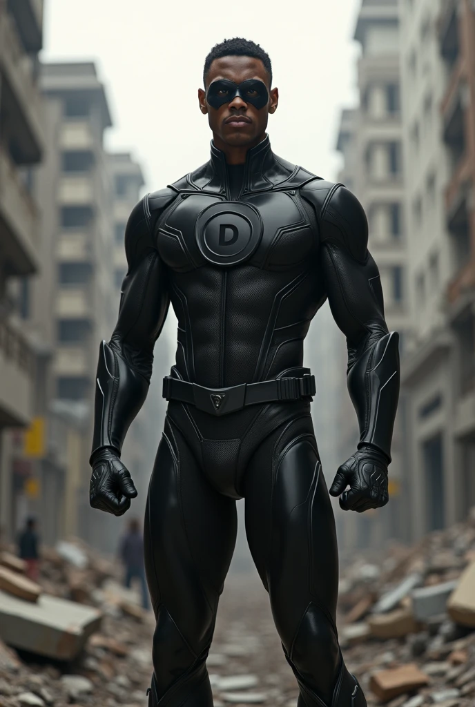 An illustrated movie poster, hand-drawn, full color, a superhero, 28 years-old, wearing a black spandex suit and a domino mask, resembles Mark Ruffalo, stocky, soft doughy physique, deep brown eyes, wide bulbous nose, full lips, black hair, curly hair, thick bushy eyebrows, extremely hairy chest, stomach, and arms, lots of body hair, posing on a neon-lit rooftop, hard shadows, graphite shading, stencil markings, airbrushed acrylic paint, masterpiece