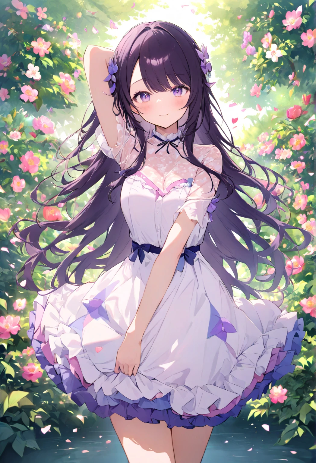 chinadress,wet,medium_breasts,white_thighhighs, {best quality}, {{masterpiece}}, {highres}, {an extremely delicate and beautiful}, original, extremely detailed wallpaper,1girl,{COLORFUL},{VIVID COLORS},{VIVID},{flat color},{Hand detail},{{Correct hand structure}},{cat_ears},{Background refinement},{Sharp fingers},{summer_dress}