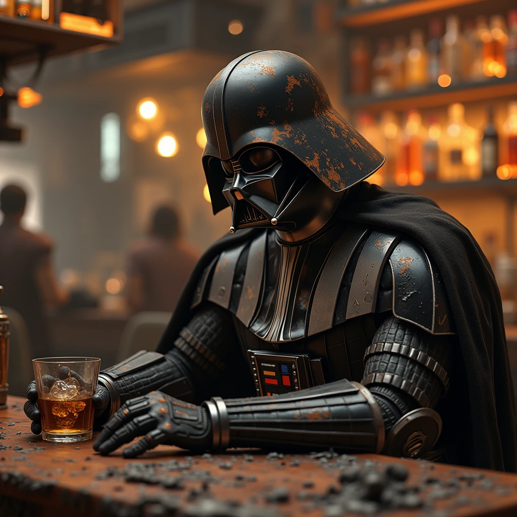 (masterpiece, melhor qualidade), Darth Vader, Star Wars, Tomando uma cerveja duff junto com os clones