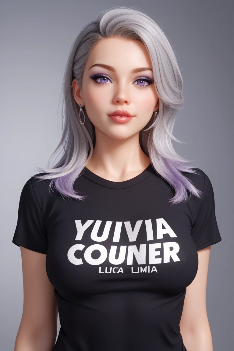 A 25-year-old woman looking at the camera, com unhas bem feitas, cabelos loiros, um sorriso lindo, wearing goggles, White T-shirt with the inscription 'Blink Models' in black letters, uma passarela ao fundo com um desfile de moda, um computador ao lado, hiper-realista, estilo 3D Pixar