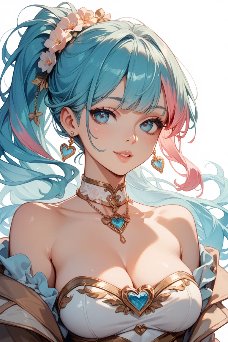 (masterpiece:1.1), best quality, NSFW, 
1girl, (traditional media, 80s:1.4), (eyelashes:1.5), (loli:1.1), 
(intricate high detailed body:1.2),
aqua hair, forehead, (hair slicked back:1.2), (twintails, wavy hair:1.1), 
green eyes, (red lip stick:1.3), 
slender body, huge breasts, 
(naughty face:1.2), 
neckwear, (white lace leotard with sleeves), 
see-through clothes, jewelry, 
(upper body, cowboy shot, looking at viewer, from front:1.1),
in royal palace,