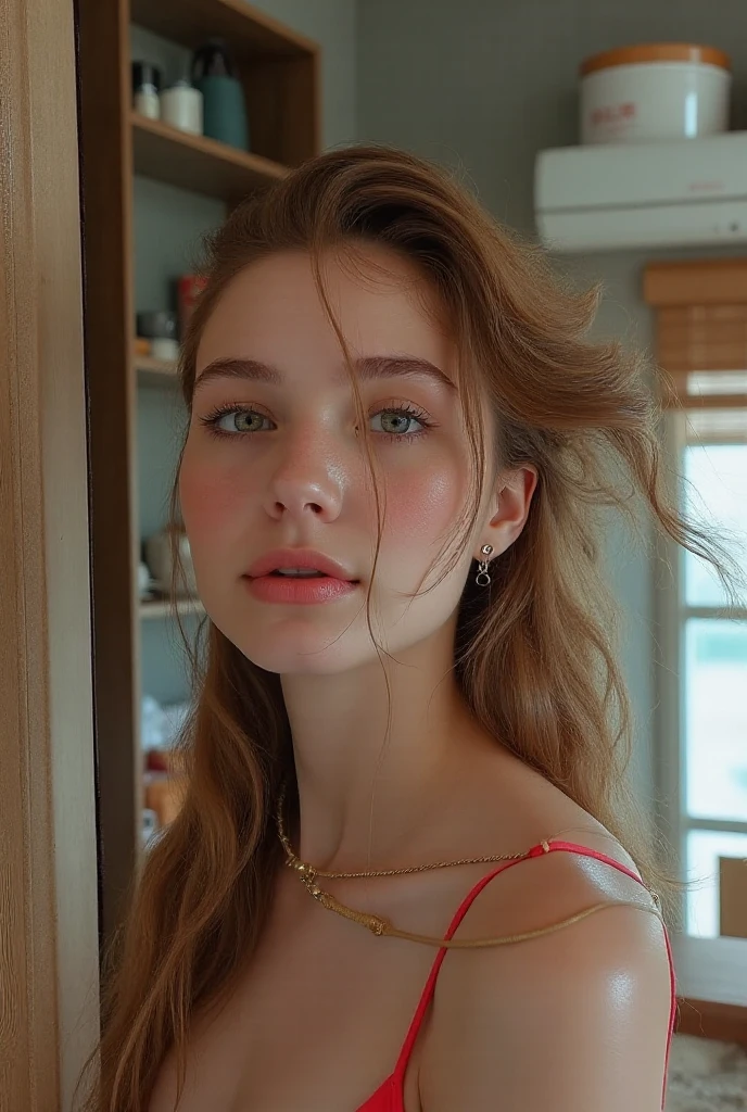 girl with blonde hair ,pale skin ,big brown eyes