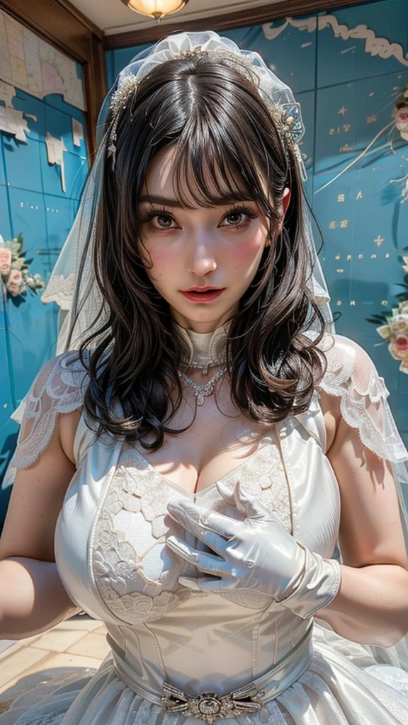 (CeilingShot from Below:1.28), White and Blood Red, (Masterpiece 8K TopQuality:1.2) (ProfessionalPhoto:1.37) ExtremelyDetailed (((FullBody, KAWAII girl with HUGE boobs:1.37)) in (WHITE Lace Wedding MiniDress:1.28)) detailed (Delicate Lace textures), (Detailed(Distant Elaborate Stainedglass Background:1.37) (Tyndall Effect) (Oodles Dazzling NeonColor Particles:1.32)) BREAK ((ZoomLayer, BokeH))PerfectLighting, (((NOGIZAKA FaceVariations))), Extremely Detailed (very KAWAII Face), Childish CaptivatingGaze Stunning ParfectEyes ElaboratePupils with (SparklingHighlights:1.28), Radiant PearlSkin with Transparency . { (Dynamic Joyful expressions LifeLike Rendering:1.4) | (:d) }, (Acutance:0.8) .