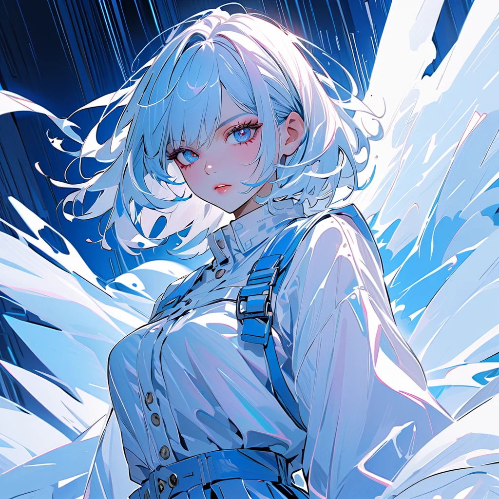 White hair, white shirt, white silk, cute