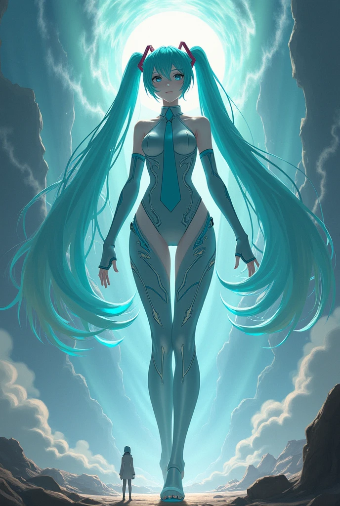 Naked Hatsune Miku putting the Earth in her anus