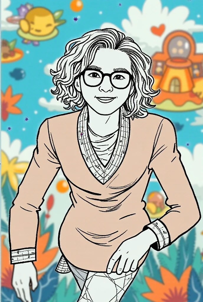 tarot card, art by Mandy Jurgens and (Alex Grey:1) and (Brandon Woelfel:1) and (Leonid Afremov:1) and Josephine Wall, dreamlikeart, masterpiece, portrait, stunningly beautiful 1girl, (cute:1.1), beautiful feminine face, medium breasts, cleavage, round glasses, thick sweater, nerdy, wavy brown hair, autumn, horny, blushing