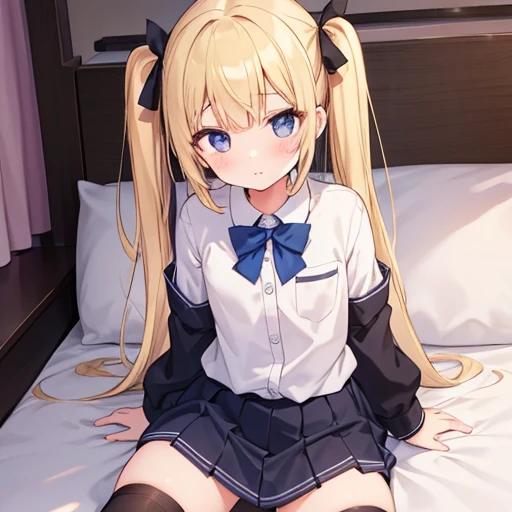 ((((Small body))))、、Young、young!!、one person!!、human、4Year old girl、Long Hair、Blonde、With bangs、small、Big eyes、barefoot、Short sleeve、black eye、cute、Spread your legs、With ribbon、skirt、small胸、身長のsmall、体のsmall、Short legs、