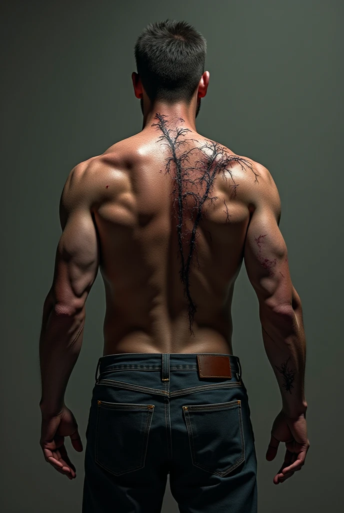A man with a spider tattoo on his chest 