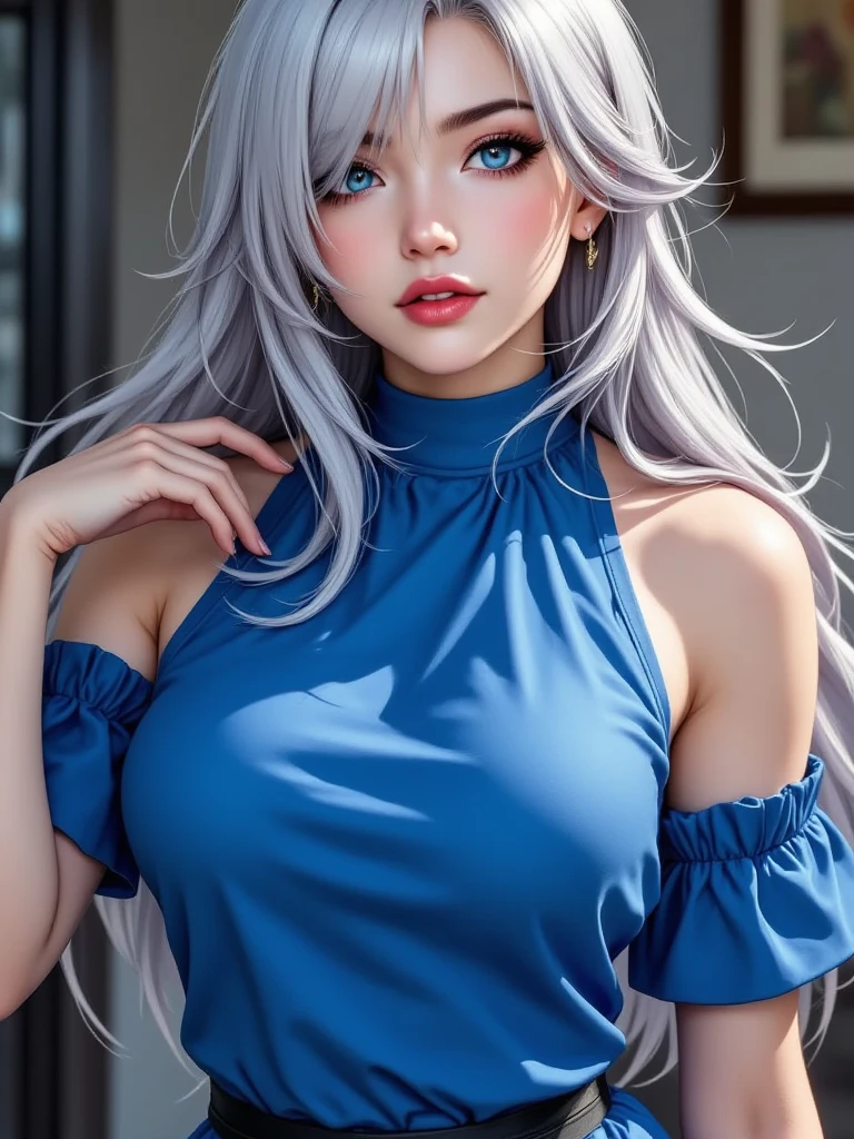 A high resolution, tack sharp focus, Pixiv masterpiece, ((Complicated details)), highly detailed, full bodyesbian, 1girll, mature, blond hairbl, Blue forehead mark, Kimono with white, Green jacket, obi strip, Tsunade_senju,The chest is huge