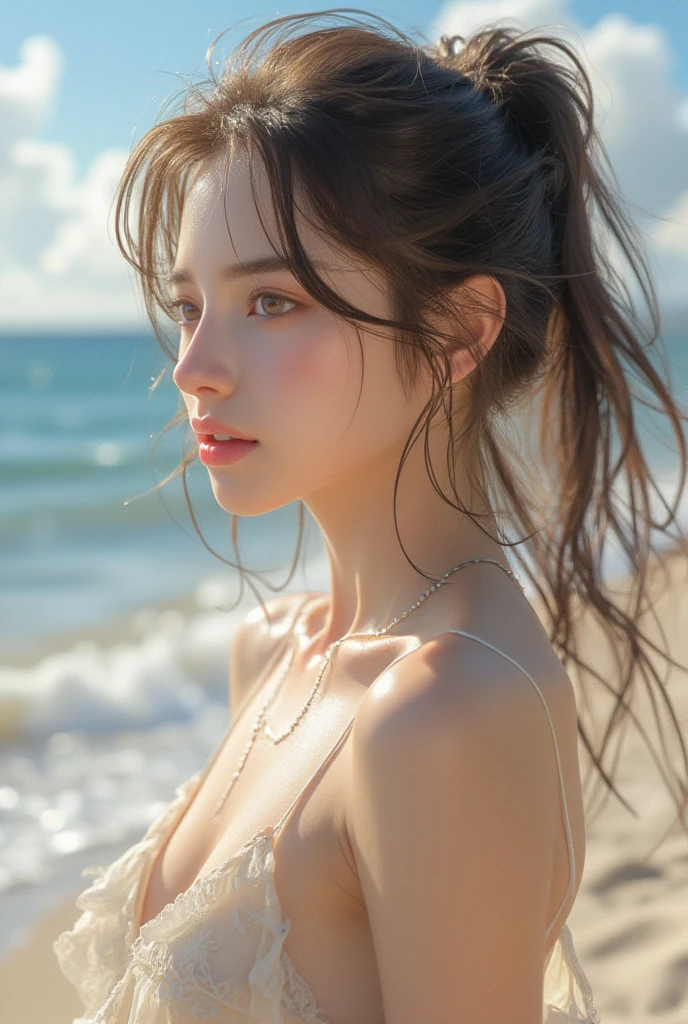 1girl, (looking at viewer:1.2), detail face, (a girl standing, rending on cgsociety, black shadows, streaming, sea backdrop), romanticism, atmospheric, (RAW photo, best quality), (realistic, photo-realistic:1.3), masterpiece, an extremely delicate and beautiful, extremely detailed,