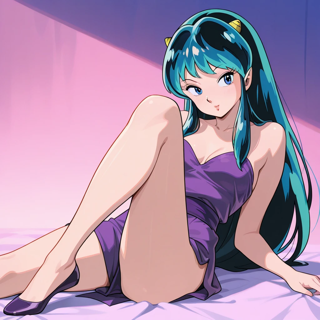 score_9, score_8_up, score_7_up, 1980's style, JK, retro, source anime, flat color, (masterpiece), (best quality), (ultra-detailed), (illustration), (an extremely delicate and beautiful). lum, anime screencap, 1girl, solo, (moonlight), dynamic angle, Beautiful, adult, (nsfw:0.85), (intense colors), blue hair, blue eyes, tiny horns, pointy ears, aqua hair, eyeshadow, cute, heart sunglasses, heartglasses, big perky breasts, (dramatic lighting), cute girl, sweaty, blush, blushing, makeup, teasing smile, open mouth, horny, drunk, angry. punk, goth girl, on bed, cute girl, kawaii girl, cute face open smile, intricate details, sexy, high quality, hair between eyes, pretty face, frontview, half body, posing cheekily, thighhighs, dress, hairband, detached_sleeves, shoes, white_thighhighs, two_side_up, stuffed_toy, stuffed_animal, mary_janes, strap_slip, cross-laced_footwear, ta_fashion, gothic_lolistuffed_bunny, lolita_hand, ankle_lace-up,