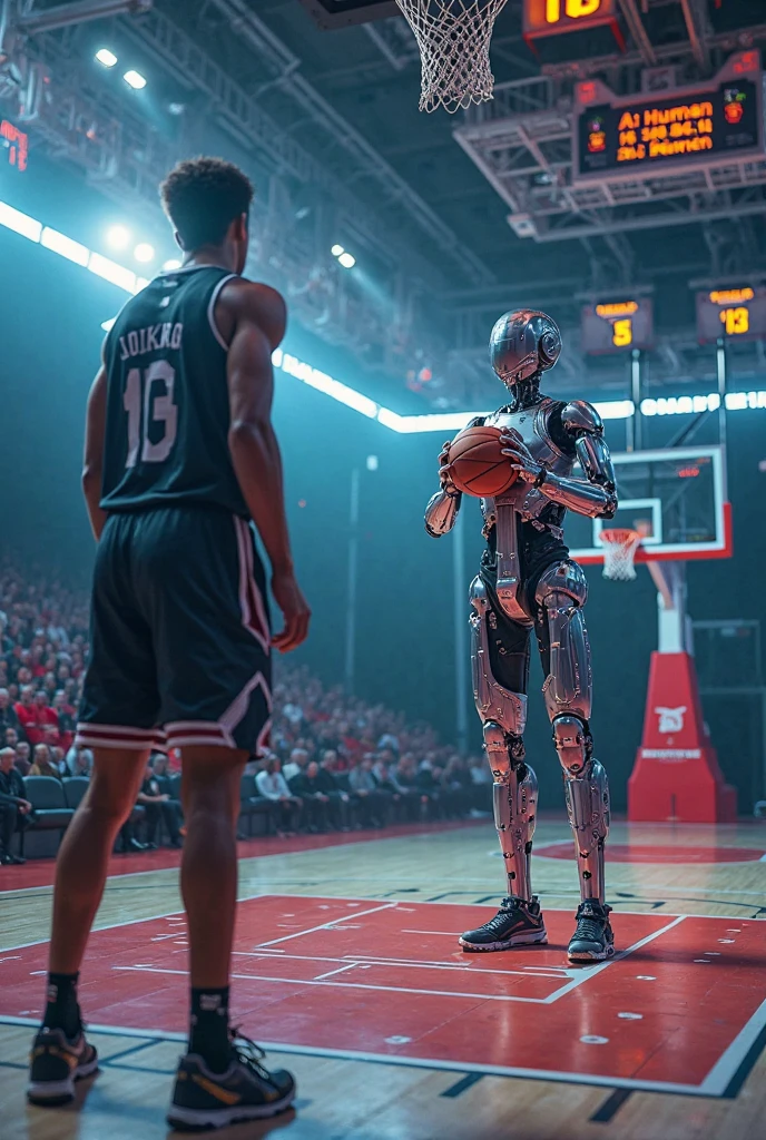 1 space suit guy, Slenderman wearing black suit, and a guy wearing Deadpool suit, all playing basketball