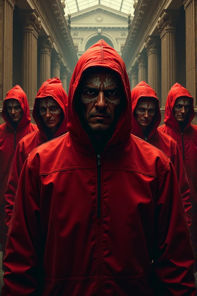 city,many,A horde of demons.,door,red,black man,coat,stand with back