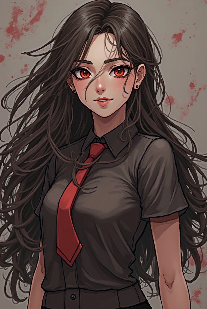 (masterpiece:1,2), best quality, masterpiece, hires, original, extremely detailed wallpaper, perfect lighting,(extremely detailed CG:1.2),1girl, makima (chainsaw man), solo,necktie, shirt, black necktie, red hair, braid, pants, black pants, white shirt, collared shirt, ringed eyes, breasts, braided ponytail, bangs, long sleeves, sidelocks, belt, long hair, medium breasts, orange eyes, shirt tucked in, hair between eyes,
looking at viewer,Blush,Light smile,Fucked silly,smile,grin,closed mouth,
(splatter background:1.5),simple background,outline,concept art,