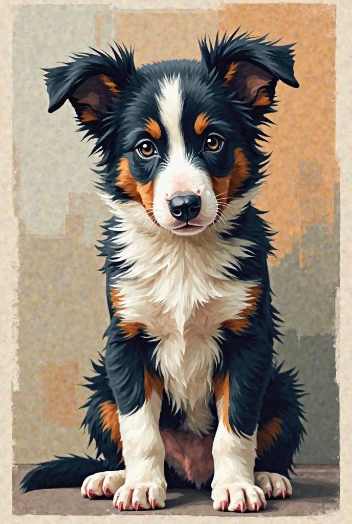 Vector Art, Colorful illustration with many border collies, In the center, Vibrant colors,Graffiti Art,ink splatter,rich and colorful,Modern aesthetic super detailed,