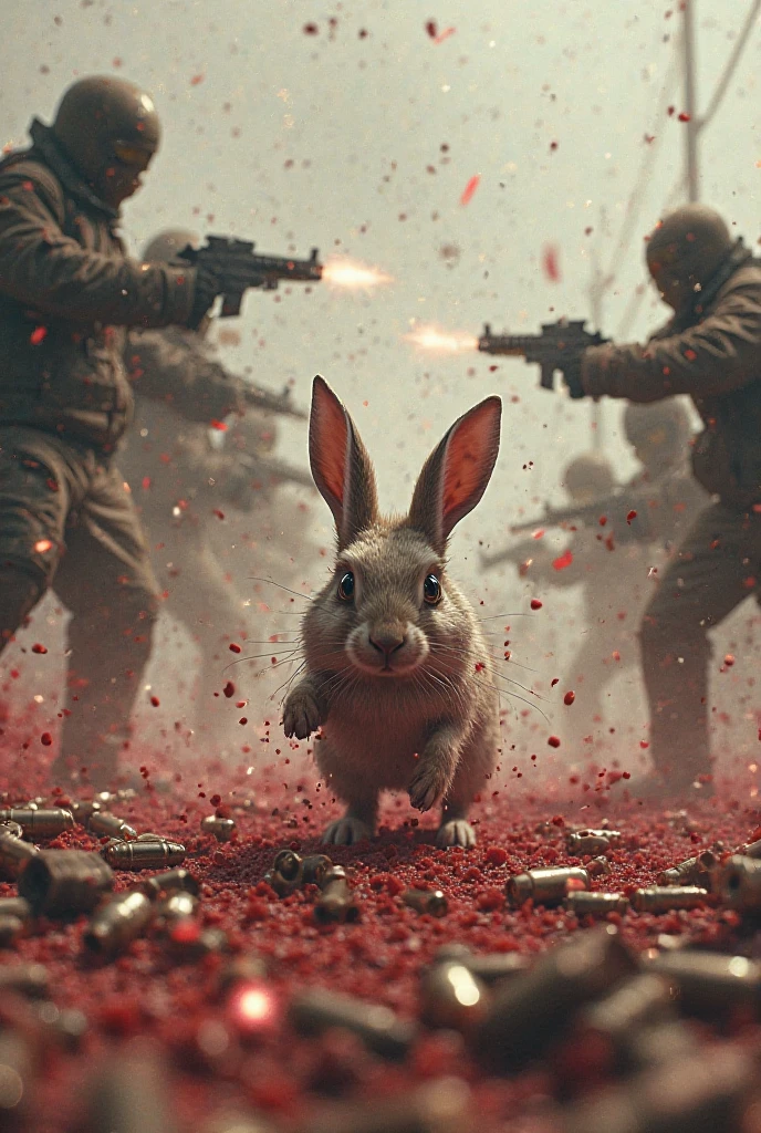 <lora:XL_Weapon_Dual_Pistol_Pov_-_By_HailoKnight:0.8>,dual pistol pov,Cinematic shot of a girl holding carrot in each hand,fighting a big rabbit,, (masterpiece, best quality, high quality, highres, ultra-detailed),