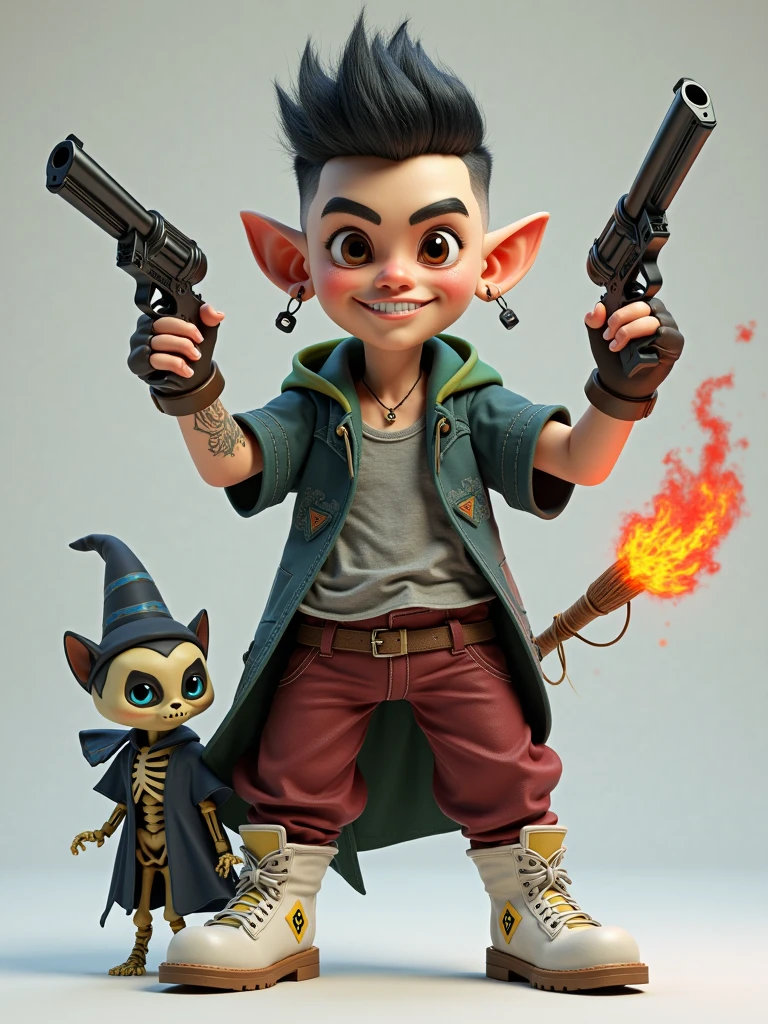 Young man with oriental face in leather hat, dragon, formal suit, short black hair, silver glasses, digital painting, 3D character design by Mark Clairedon and Pixar and Hayao Miyazaki and Akira Toriyama, the illustration is a high-definition illustration in 4K resolution with very detailed facial features and cartoon-style visuals.