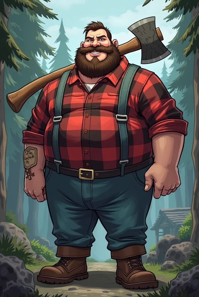 chubby, hairy,male , human bear, Very plump, middle aged , mouth covering mustache,thick beard, Tempting ,, detailed , Half body , tight vest, very sexy,Pass a hundred ,through dark gems, Forest riverside，tent，bonfire，sundry，author：flash trap boy