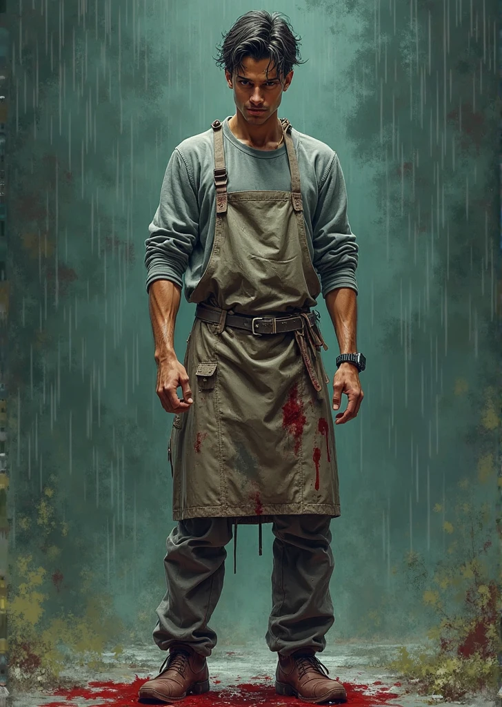 Texas Background、Aggressive pose、8k、Dark fantasy、murderer、Shaggy hair、Texas Chainsaw、Ed Gain、Strong body、Fat body、apron、blood droplets、Holding a chainsaw with both hands、Give the viewer a malicious look, Grabbing Viewer, For the viewer,Shallow depth of field, Vignette, Very detailed, High budget, Bokeh, CinemaScope, Sulky, amazing, nice, Film Grain, granular . Creepy, Anxious, dark, Creepyな, Suspenseful, strict, Very detailed